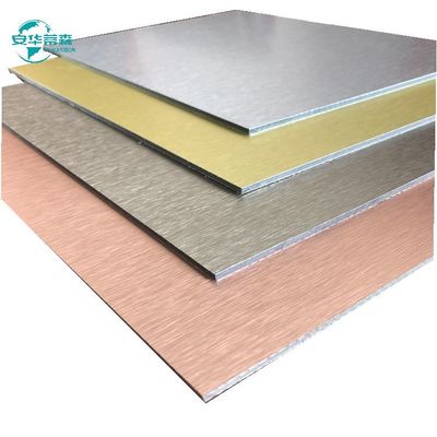 Hoogglanzend geborsteld ACP Aluminium bekleding 2440 mm Lengte 1220 mm Breedte
